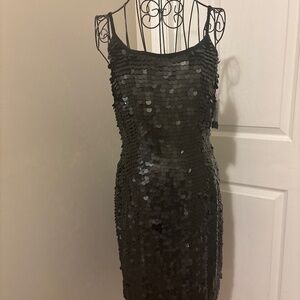 Chaudry Black Sequin Mini Dress Sz Small NWT NEW